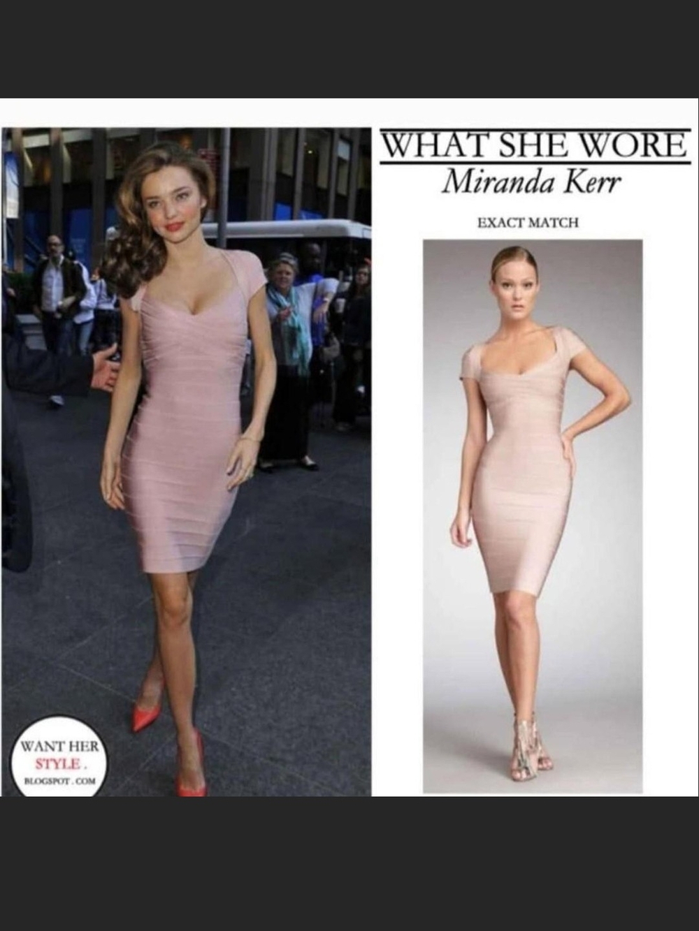 Herve Leger Bandage Bodycon Dress in Blush Pink